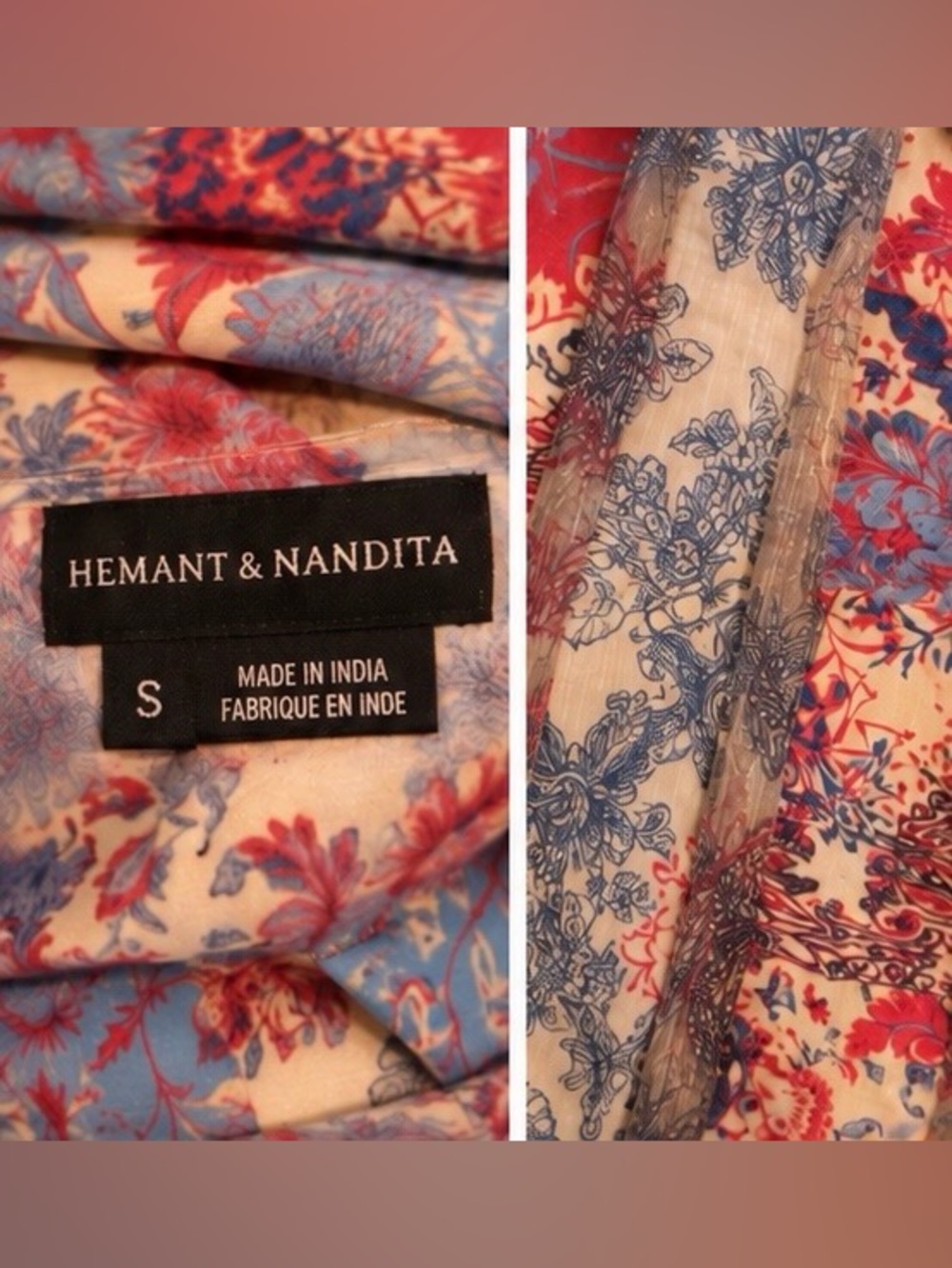 Hemant & Nandita Louvre Floral Maxi Skirt Anthropologie Red Blue S - Picture 3 of 3